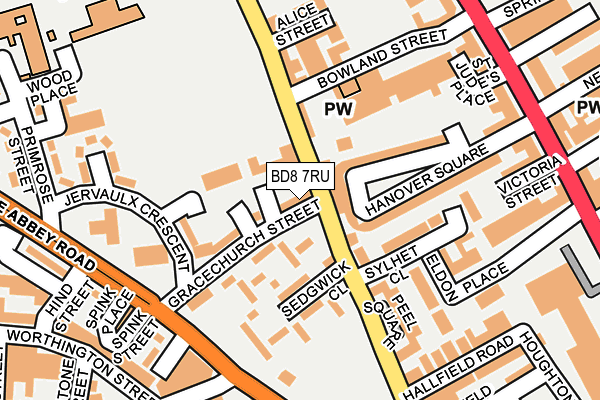 BD8 7RU map - OS OpenMap – Local (Ordnance Survey)