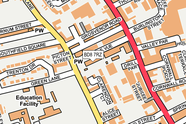 BD8 7RZ map - OS OpenMap – Local (Ordnance Survey)