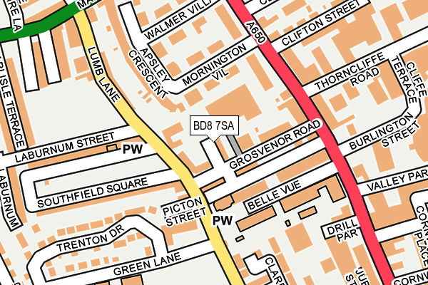 BD8 7SA map - OS OpenMap – Local (Ordnance Survey)