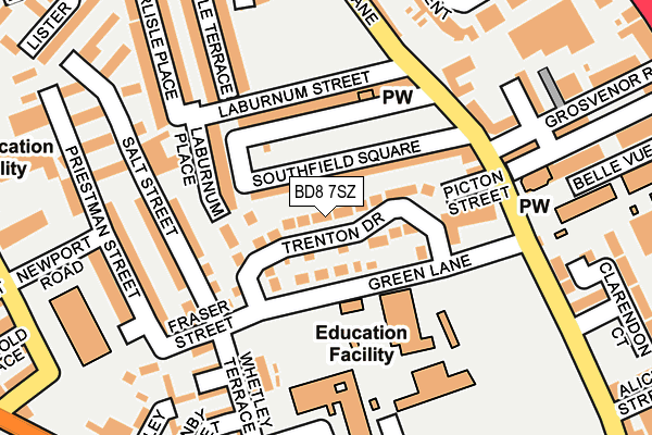 BD8 7SZ map - OS OpenMap – Local (Ordnance Survey)