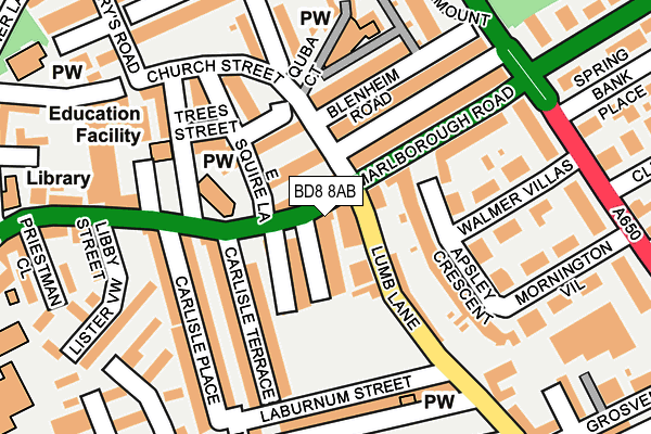 BD8 8AB map - OS OpenMap – Local (Ordnance Survey)