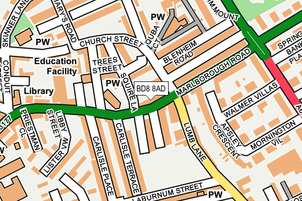 BD8 8AD map - OS OpenMap – Local (Ordnance Survey)