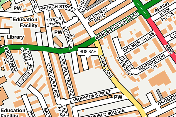 BD8 8AE map - OS OpenMap – Local (Ordnance Survey)