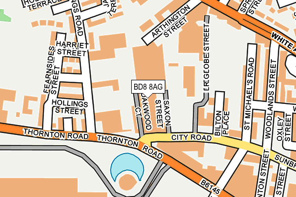 BD8 8AG map - OS OpenMap – Local (Ordnance Survey)