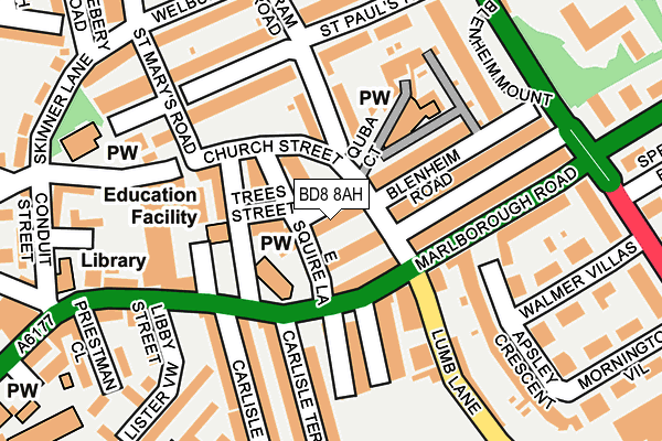 BD8 8AH map - OS OpenMap – Local (Ordnance Survey)