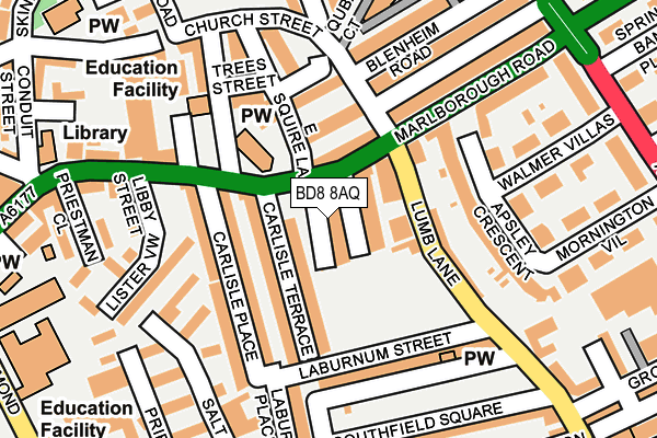 BD8 8AQ map - OS OpenMap – Local (Ordnance Survey)