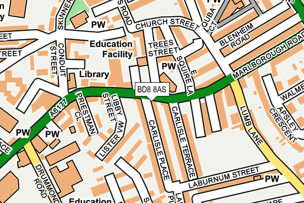 BD8 8AS map - OS OpenMap – Local (Ordnance Survey)