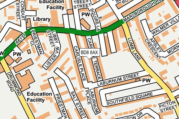 BD8 8AX map - OS OpenMap – Local (Ordnance Survey)