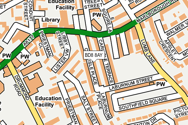 BD8 8AY map - OS OpenMap – Local (Ordnance Survey)