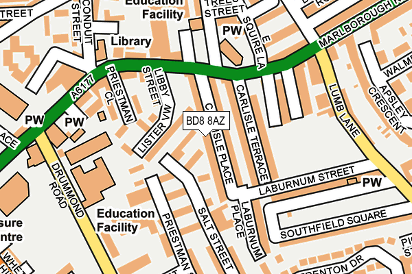 BD8 8AZ map - OS OpenMap – Local (Ordnance Survey)