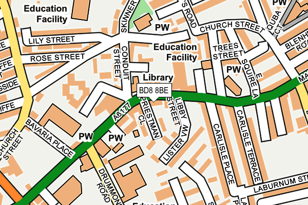 BD8 8BE map - OS OpenMap – Local (Ordnance Survey)