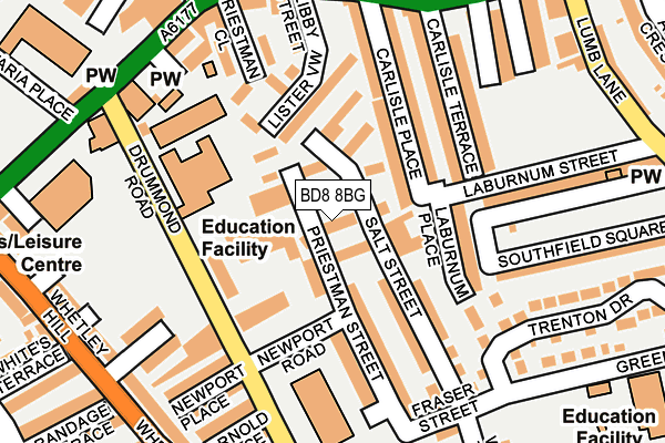 BD8 8BG map - OS OpenMap – Local (Ordnance Survey)