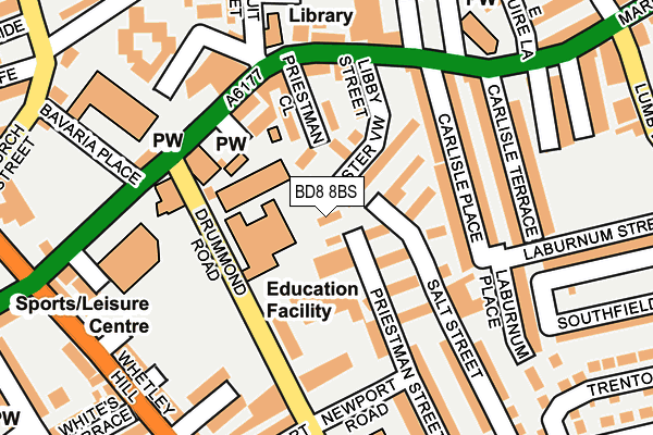 BD8 8BS map - OS OpenMap – Local (Ordnance Survey)