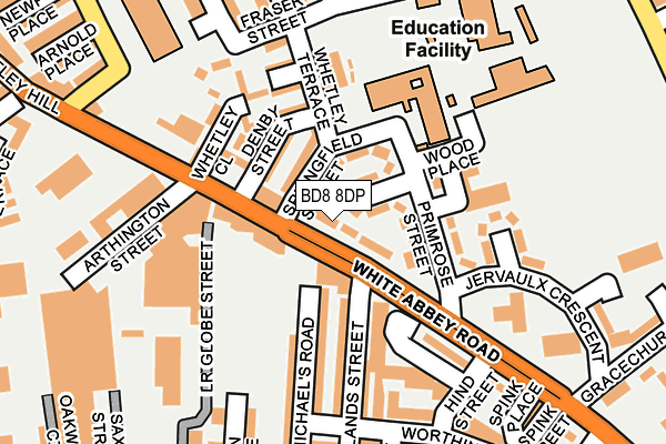 BD8 8DP map - OS OpenMap – Local (Ordnance Survey)