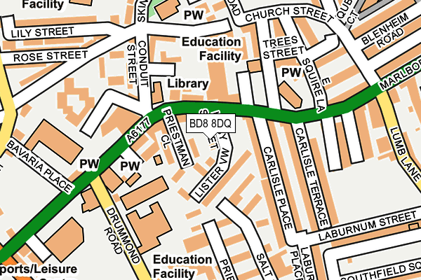 BD8 8DQ map - OS OpenMap – Local (Ordnance Survey)