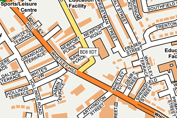 BD8 8DT map - OS OpenMap – Local (Ordnance Survey)