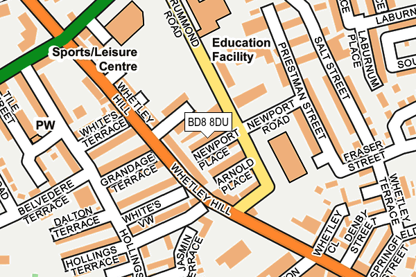 BD8 8DU map - OS OpenMap – Local (Ordnance Survey)