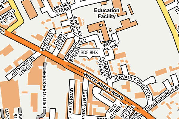 BD8 8HX map - OS OpenMap – Local (Ordnance Survey)