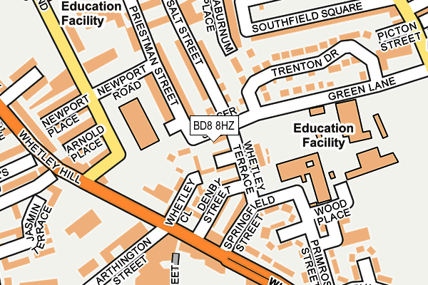 BD8 8HZ map - OS OpenMap – Local (Ordnance Survey)