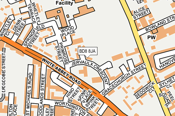 BD8 8JA map - OS OpenMap – Local (Ordnance Survey)