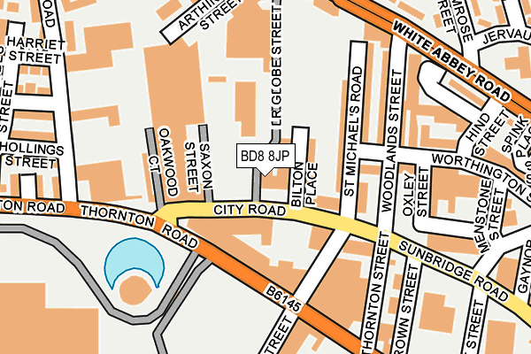 BD8 8JP map - OS OpenMap – Local (Ordnance Survey)