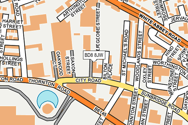 BD8 8JW map - OS OpenMap – Local (Ordnance Survey)