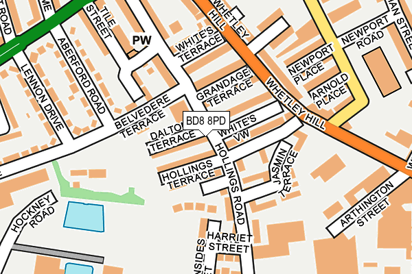 BD8 8PD map - OS OpenMap – Local (Ordnance Survey)