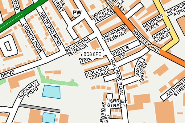 BD8 8PE map - OS OpenMap – Local (Ordnance Survey)