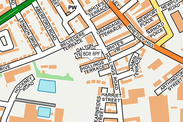 BD8 8PF map - OS OpenMap – Local (Ordnance Survey)