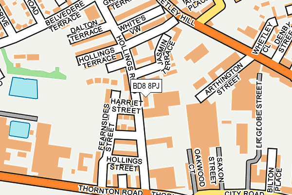 BD8 8PJ map - OS OpenMap – Local (Ordnance Survey)