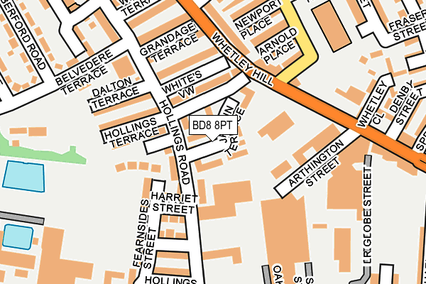 BD8 8PT map - OS OpenMap – Local (Ordnance Survey)