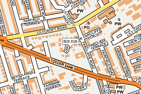 BD8 8QB map - OS OpenMap – Local (Ordnance Survey)