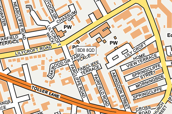 BD8 8QD map - OS OpenMap – Local (Ordnance Survey)