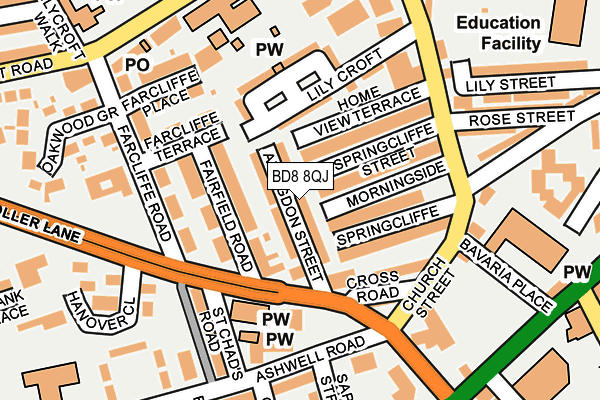 BD8 8QJ map - OS OpenMap – Local (Ordnance Survey)