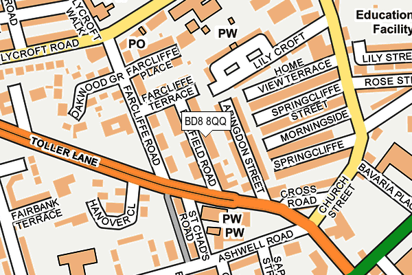 BD8 8QQ map - OS OpenMap – Local (Ordnance Survey)