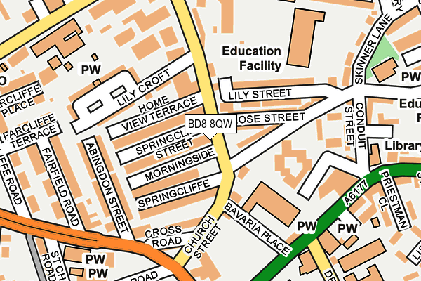 BD8 8QW map - OS OpenMap – Local (Ordnance Survey)