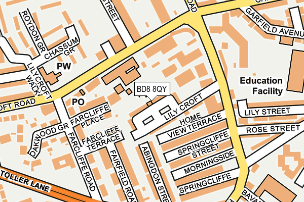 BD8 8QY map - OS OpenMap – Local (Ordnance Survey)