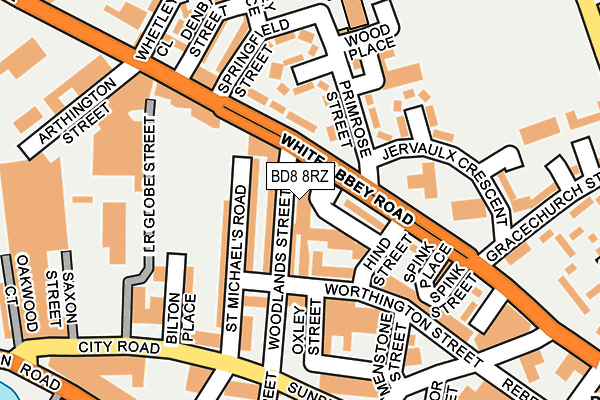 BD8 8RZ map - OS OpenMap – Local (Ordnance Survey)