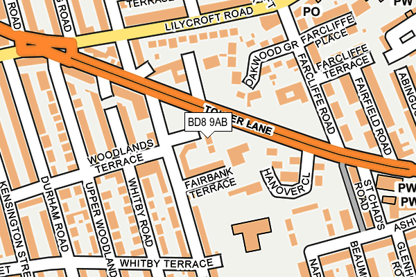 BD8 9AB map - OS OpenMap – Local (Ordnance Survey)