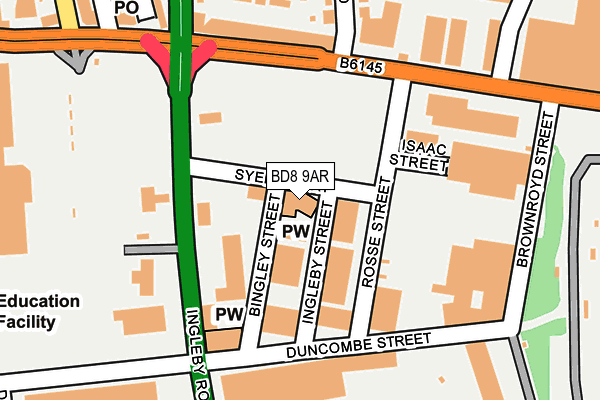 BD8 9AR map - OS OpenMap – Local (Ordnance Survey)