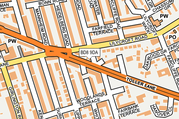 BD8 9DA map - OS OpenMap – Local (Ordnance Survey)