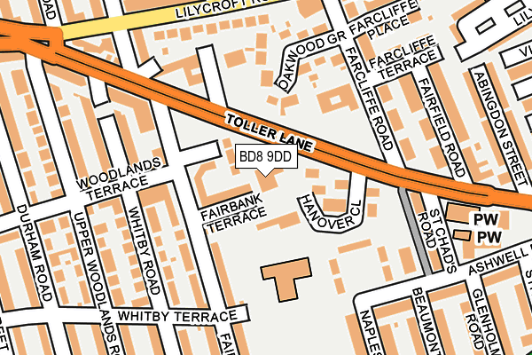 BD8 9DD map - OS OpenMap – Local (Ordnance Survey)