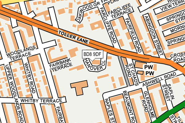 BD8 9DF map - OS OpenMap – Local (Ordnance Survey)