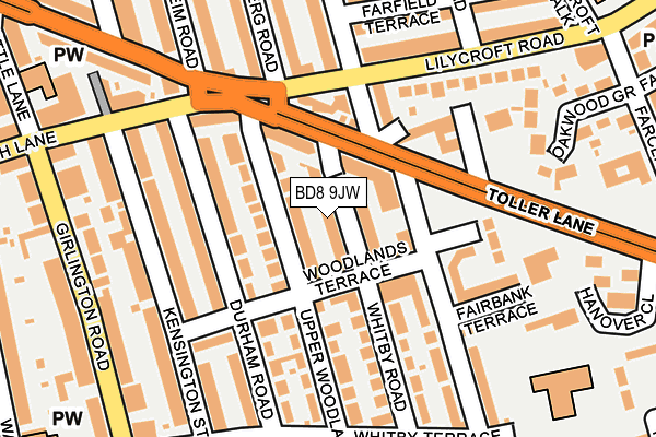 BD8 9JW map - OS OpenMap – Local (Ordnance Survey)