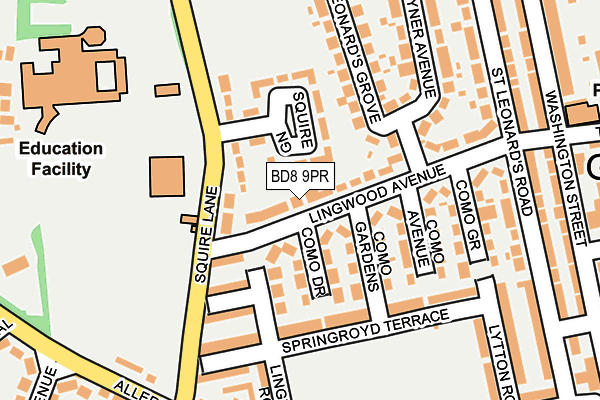 BD8 9PR map - OS OpenMap – Local (Ordnance Survey)