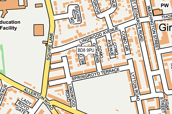 BD8 9PU map - OS OpenMap – Local (Ordnance Survey)