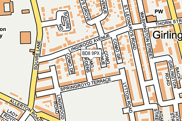 BD8 9PX map - OS OpenMap – Local (Ordnance Survey)