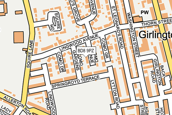 BD8 9PZ map - OS OpenMap – Local (Ordnance Survey)