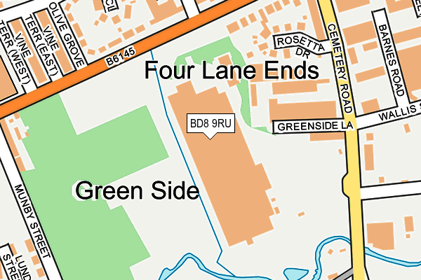 BD8 9RU map - OS OpenMap – Local (Ordnance Survey)