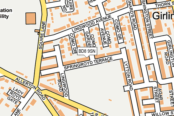 BD8 9SN map - OS OpenMap – Local (Ordnance Survey)